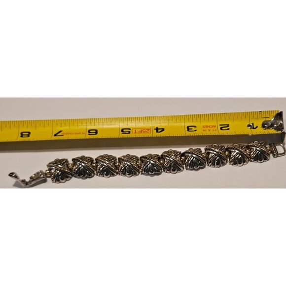 Vintage Bracelet Rope Accent Silver & Gold Tone Cable Strung & Butterfly Clasp - Picture 3 of 13